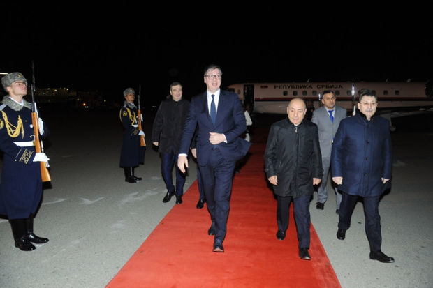 Serbiya Prezidenti Aleksandar Vuçiç Azərbaycana işgüzar səfərə gəlib